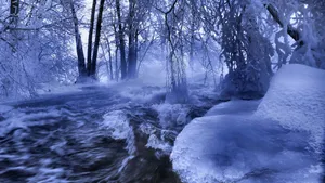 1920x1080 Winter Desktop Of Covered Lake Wallpaper