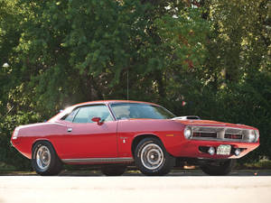 1970 Red Plymouth Barracuda Vintage Car Wallpaper