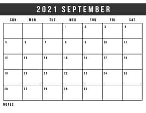 2021 September Calendar Printable Wallpaper