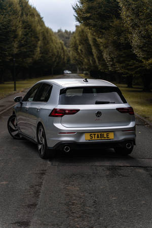 2021 Silver Golf Gti Back View Wallpaper