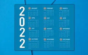 2022 Calendar In Blue Wallpaper