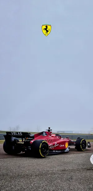 2022 F1 75 Ferrari Phone With Logo Wallpaper