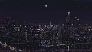 2048x1152 Aesthetic Pixelated Night City Wallpaper