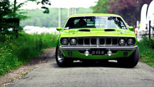 2560 X 1440 Car Green Plymouth Barracuda Wallpaper