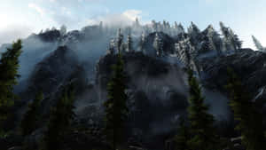 2560 X 1440 Skyrim Foggy Mountain Wallpaper