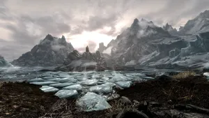 2560 X 1440 Skyrim Winter Frozen Lake Wallpaper