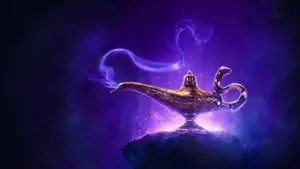 2560x1440 Disney Genie's Lamp Glowing Wallpaper