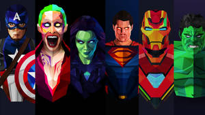 2560x1440 Marvel And Dc Geometric Aesthetic Wallpaper