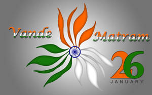 26 January Vande Matram On Gray Background Wallpaper