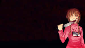 2d Anime Graphic With Bold Black And Red Colors Wallpaper