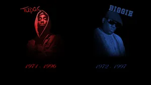 2pac And Biggie - Legends Of The Hip Hop Scene Wallpaper