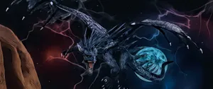 3440x1440 Dragon Blue Moon Wallpaper
