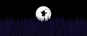 3440x1440 Minimalist Samurai Moon Field Wallpaper