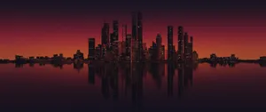 3440x1440 Minimalist Skyline Waters Wallpaper