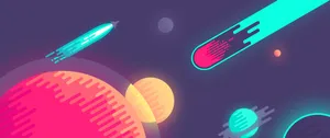 3440x1440 Neon Galaxy Meteors Art Wallpaper