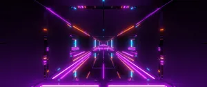 3440x1440 Pink Neon Symmetrical Art Wallpaper