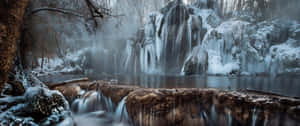 3440x1440 Winter Falls Wallpaper