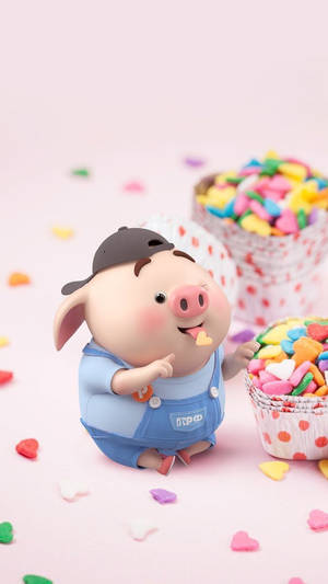 3d Cartoon Cute Pig Wallpaper