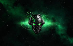 3d Cool Alien Face With Headphones Wallpaper