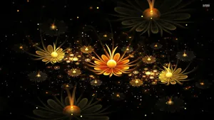 3d Desktop Glowing Yellow Daisies Wallpaper