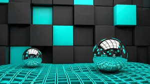 3d Hd Geometrical Blocks And Spheres Abstract Wallpaper