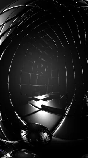 3d Iphone Black Tiled Room Wallpaper