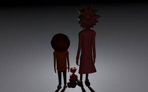 3d Model Of Rick And Morty From The Popular Tv Show Wallpaper