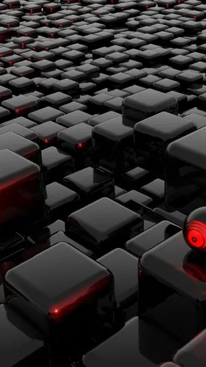 3d Phone Black Glossy Tiles Wallpaper