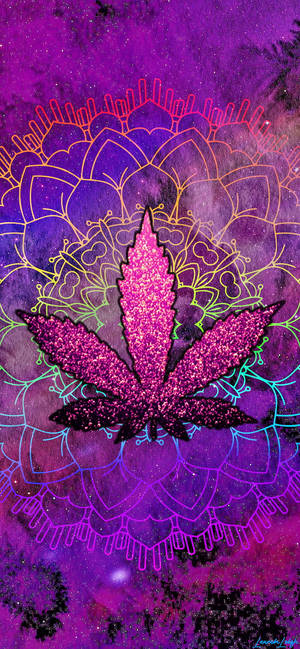 420 Purple Glitter Weed Wallpaper