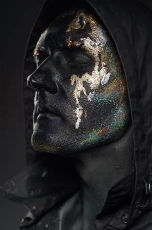 4k Black Glitter Hooded Man Wallpaper