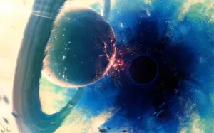 4k Black Hole Dark Blue Horizon Wallpaper