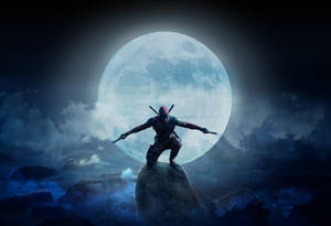 4k Deadpool Full Moon Wallpaper