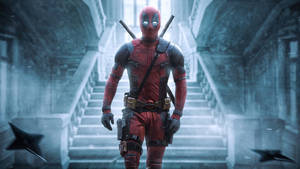 4k Deadpool Staircase Poster Wallpaper