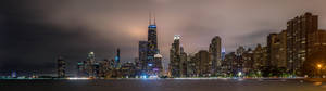 4k Dual Monitor Chicago Skyline At Night Wallpaper