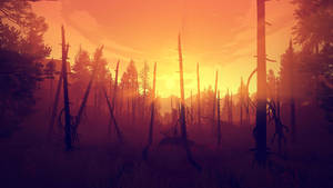 4k Firewatch Leafless Sun Trees Wallpaper