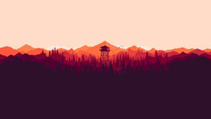 4k Firewatch Tower Gradient Purple Wallpaper