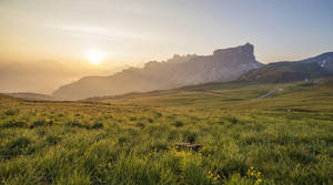 4k Flat Photo Shot Of A Stone Cliff Sunrise Wallpaper