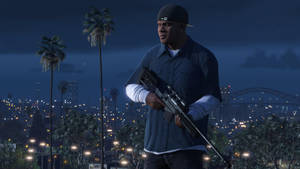 4k Gta 5 Franklin With Gun Wallpaper