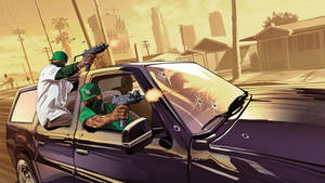 4k Gta 5 Gang In Car Wallpaper