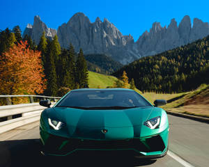 4k Lamborghini Bluish Green Color Wallpaper