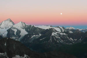 4k Landscape Mountain Range Moon Wallpaper