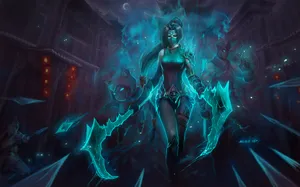 4k Lol Glowing Neon Akali Wallpaper