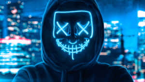 4k Mask Blue Anonymous Cyber Boy Wallpaper