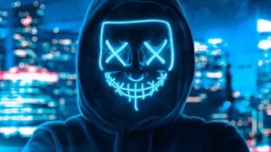 4k Mask Blue Anonymous Cyber Boy Wallpaper