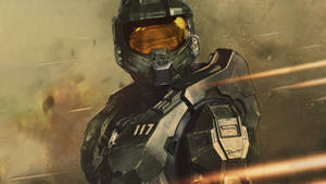 4k Master Chief Fiery Background Wallpaper