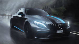 4k Mercedes Black And White Lines Wallpaper