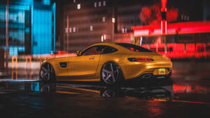 4k Mercedes Yellow In Street Wallpaper