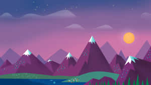 4k Minimal Digital Purple Mountain Wallpaper