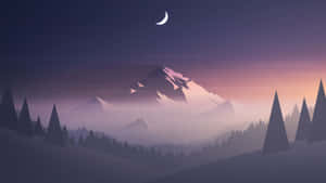 4k Minimal Night Mountain View Wallpaper