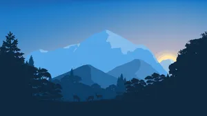 4k Minimalist Blue Mountain Wallpaper